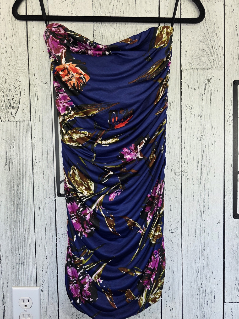 Costa Blanca Floral Ruched Bodycon Mini Dress Size Small Going Out Date Night